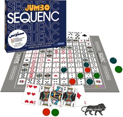 Kids Mandi Make a Jumbo Sequence Strategy Game - Comes with 32 Inch by 27 Inch Jumbo Size Playing Mat, Cards and Chips Strategy & War Games Board Game