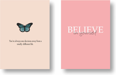 3DS Notebook A5 Diary Unruled 80 Pages(Blue butterfly and Believe, Pack of 2)