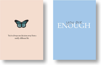 3DS Notebook A5 Diary Unruled 80 Pages(Blue butterfly and Enough, Pack of 2)