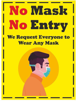 KREEPO No Mask No Entry We Request Everyone To Wear Any Mask Emergency Sign