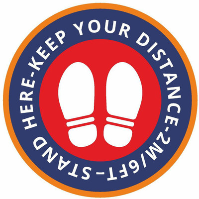 CVANU KEEP YOUR DISTANCE- 2M/ 6FT- STAND HERE Emergency Sign