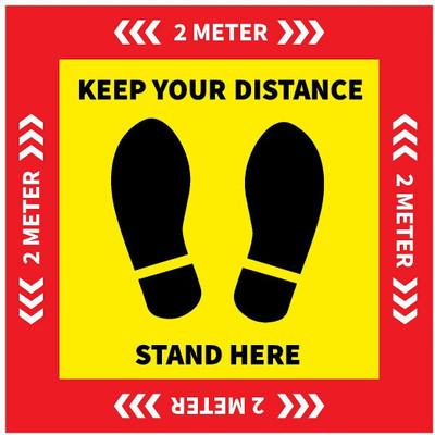 KREEPO 2 METER KEEP YOUR DISTANCE STAND HERE Emergency Sign