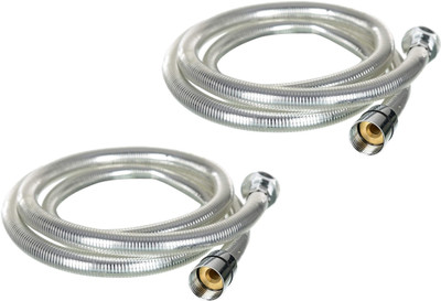 AMJ Heavy PVC Shower Tube Pipe for Hand Faucet, Hand Shower - 1.5 Meter (Silver) PACK OF 2 Health Faucet(Wall Mount Installation Type)
