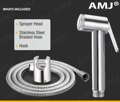 AMJ Conti Health faucet (abs)with 1.5 mtr flexible SS Tube and Wall Hook Health  Faucet(Wall Mount Installation Type)