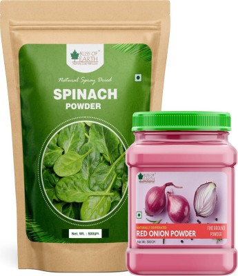 Bliss of Earth 500gm Spinach Powder + 500Gm Red Onion Powder Natural Spray Dried Good for cooking and health Combo(500 gm, 500 gm)