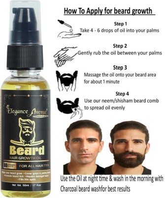 Elegance Avenue Beard Oil, 50 ml ( Which helps you in : Helps your beard grow and Cover greys & patchy beards, Prevents beard itch, Repairs damaged beard, Fills thin spots, Provides Shine to Beard, Prevents dry and flaky beard ) - SLS & Parabean Free. Hair Oil(50 ml)