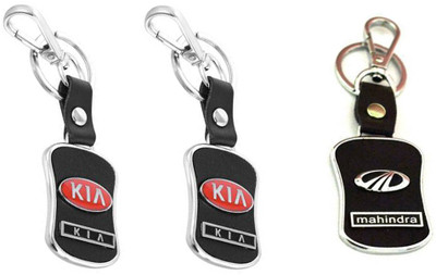 Daiyamondo Double Kia,Mahindra logo Leather hook Keychain best quality keychain Key Chain