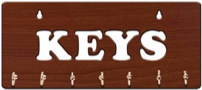 Arpita Crafts Keys_01_Brown Wood Key Holder(7 Hooks, Brown)