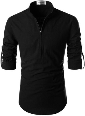 Univibe Men Solid Straight Kurta(Black)