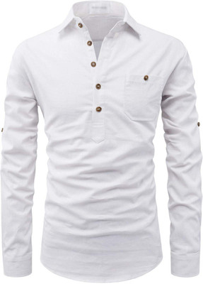 Vida Loca Men Solid Straight Kurta(White)