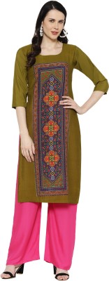 1 Stop Fashion Women Printed Straight Kurta(Green)