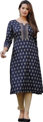 MAMTA TEXTILES Women Floral Print Straight Kurta(Blue)