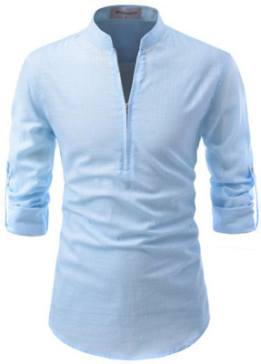 UNIFAV Men Solid Straight Kurta(Light Blue)