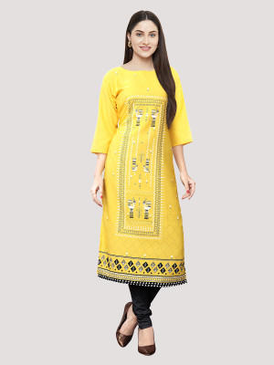 EthnicBasket Women Printed Straight Kurta(Red)