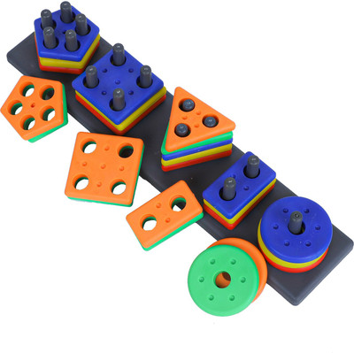 BitFeex Angle Geometric Blocks Stacker Shape Sorter Column Puzzle Stacking Set for Kids non toxic(Multicolor, Black)