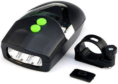 did super24 3 LED Front Head Light & Bell Horn Hooter Siren Alarm Bicycle Cycling Black LED Front Light(Black)