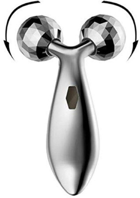 VELLIQUE 3D Roller Massager Manual 3D Massager Roller 360 Rotate Face Full Body Shape Skin Lifting Wrinkle Remover Facial Massage Relaxation Tool (Silver, 15.5 x 9.5 x 5 cm) Massager(Silver)