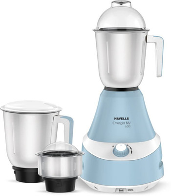 HAVELLS Energia Blue GHFMGCBW060 600 W Mixer Grinder (3 Jars, Blue)