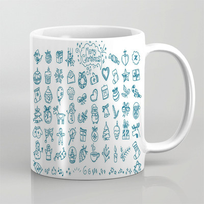 infinity interiors Christmas & Happy New Year For Tea & Coffee Ceramic Printed 350 ML Ceramic Coffee (330 ml)_34 Ceramic Coffee Mug(330 ml)