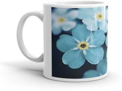 Mr UVD Blue Flower Design Printed Tea and Coffee Premium Quality Ceramic Coffee Mug(350 ml)