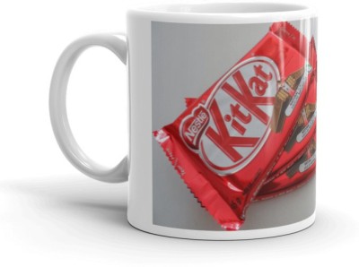 Mr UVD Kitkat Chocolate Printed Chai or Coffee Premium Quality Ceramic Coffee Mug(350 ml)