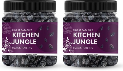 Kitchen Jungle Black Raisins | Kali Kismish | Kali Dakh (Seedless) (Indian) Raisins(2 x 250 g)