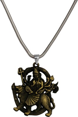 M Men Style M Men Style Religious Lord Om Sherawali Mata Durga Bronze Locket Zinc Metal PendantNecklace Chain For Men And Women Silver Zinc, Metal Pendant