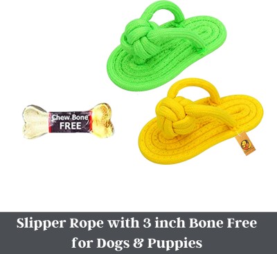 Foodie Puppies Slipper Rope Chewing , Teething Exercise Playing Fun Toy for Puppies & Dogs Jute Chew Toy, Bone For Dog