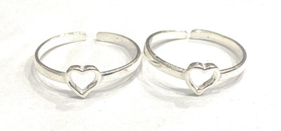 DARSHRAJ 925 Sterling Silver Heart Shape Simple toe ring For Woman|Gilrs Sterling Silver Silver Plated Toe Ring Set