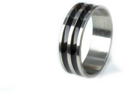 shobhaenter Silver & Black Layer Stainless Steel Ring Metal Silver Plated Ring Stainless Steel Ring