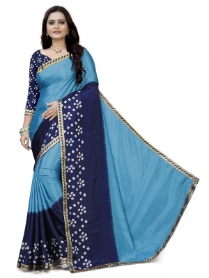 Luximal Printed Bollywood Art Silk Saree(Light Blue, Blue)