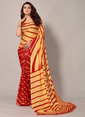 Aarrah Printed Bollywood Georgette Saree(Red, Yellow)