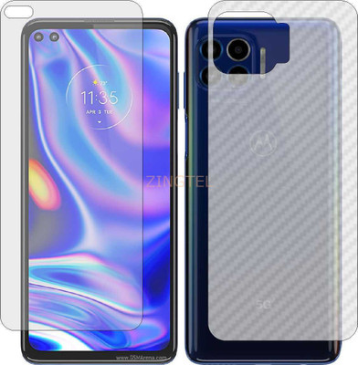 ZINGTEL Front and Back Screen Guard for MOTOROLA ONE 5G (Front Matte Finish & Back 3d Carbon Fiber)(Pack of 2)