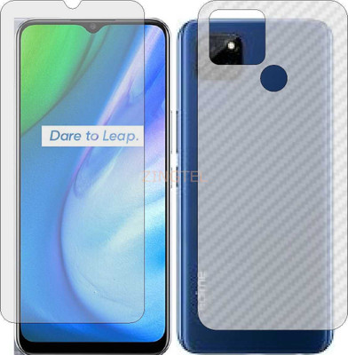 ZINGTEL Front and Back Screen Guard for REALME Q2I (Front Matte Finish & Back 3d Carbon Fiber)(Pack of 2)