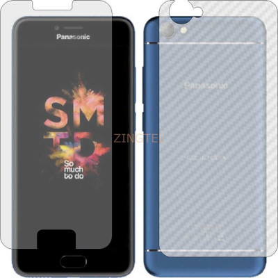 ZINGTEL Front and Back Screen Guard for PANASONIC ELUGA I4 (Front Matte & Back 3d Carbon Fiber)(Pack of 2)