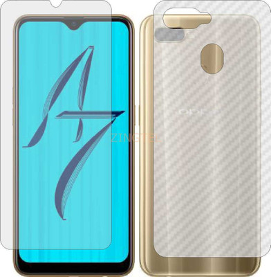 ZINGTEL Front and Back Screen Guard for OPPO CPH1901 A7 (Front Matte Finish & Back 3d Carbon Fiber)(Pack of 2)