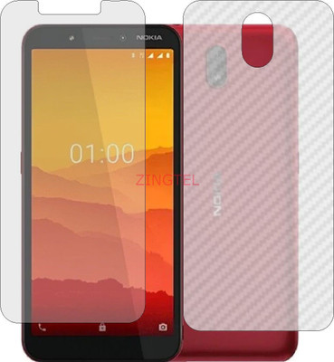 ZINGTEL Front and Back Screen Guard for NOKIA C1 PLUS (Front Matte Finish & Back 3d Carbon Fiber)(Pack of 2)