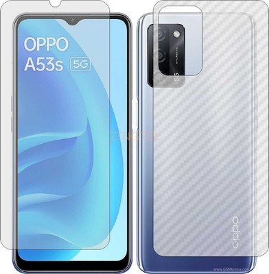 ZINGTEL Front and Back Screen Guard for OPPO A53S 5G (Front Matte & Back 3d Carbon Fiber)(Pack of 2)