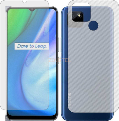 ZINGTEL Front and Back Screen Guard for REALME V3 (Front Matte Finish & Back 3d Carbon Fiber)(Pack of 2)