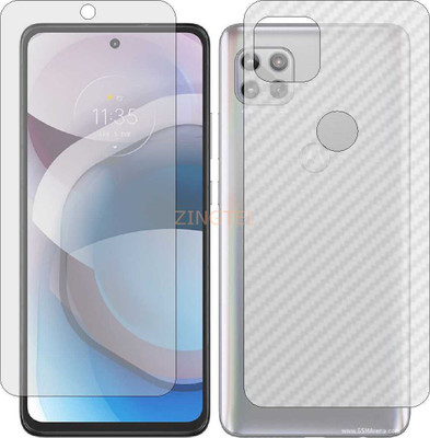 ZINGTEL Front and Back Screen Guard for MOTOROLA ONE 5G ACE (Front Matte Finish & Back 3d Carbon Fiber)(Pack of 2)