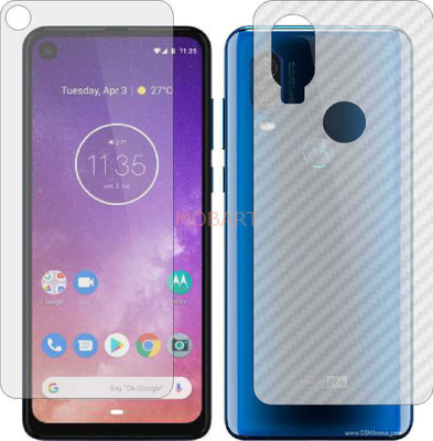 MOBART Front and Back Tempered Glass for MOTO ONE VISION (Front Matte Finish & Back 3d Carbon Fiber)(Pack of 2)
