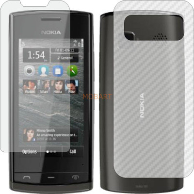 MOBART Front and Back Tempered Glass for NOKIA ASHA 500 DUAL SIM (Front Matte Finish & Back 3d Carbon Fiber)(Pack of 2)