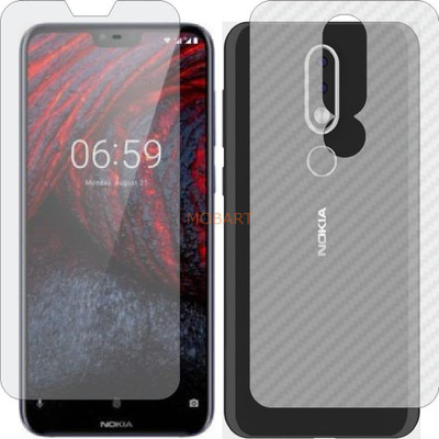 MOBART Front and Back Tempered Glass for NOKIA 6 1 PLUS (Front Matte Finish & Back 3d Carbon Fiber)(Pack of 2)