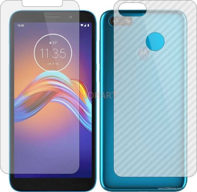 MOBART Front and Back Tempered Glass for MOTOROLA MOTO E6 PLAY (Front Matte Finish & Back 3d Carbon Fiber)(Pack of 2)