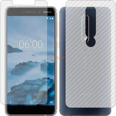 MOBART Front and Back Tempered Glass for NOKIA 6.1 (Front Matte Finish & Back 3d Carbon Fiber)(Pack of 2)