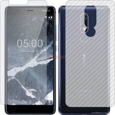 MOBART Front and Back Tempered Glass for NOKIA 5 1 (Front Matte Finish & Back 3d Carbon Fiber)(Pack of 2)