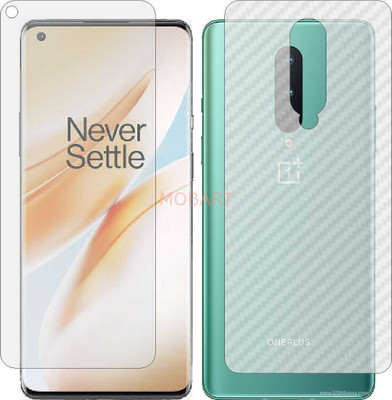 MOBART Front and Back Tempered Glass for ONE PLUS 8 (Front Matte Finish & Back 3d Carbon Fiber)(Pack of 2)