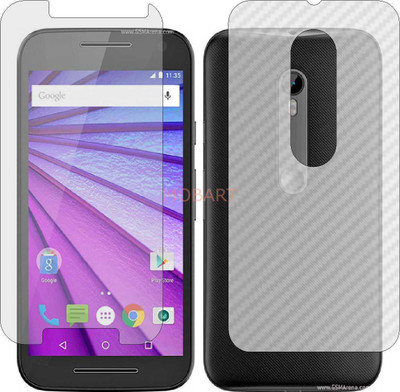 MOBART Front and Back Tempered Glass for MOTOROLA G 3RD GEN (Front Matte Finish & Back 3d Carbon Fiber)(Pack of 2)