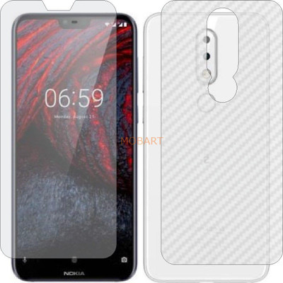 MOBART Front and Back Tempered Glass for NOKIA TA 1083 NOKIA 6.1 PLUS (Front Matte Finish & Back 3d Carbon Fiber)(Pack of 2)