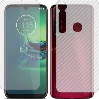 MOBART Front and Back Tempered Glass for MOTOROLA MOTO G8 PLUS (Front Matte Finish & Back 3d Carbon Fiber)(Pack of 2)